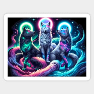 Three Cosmic Wolves Sticker